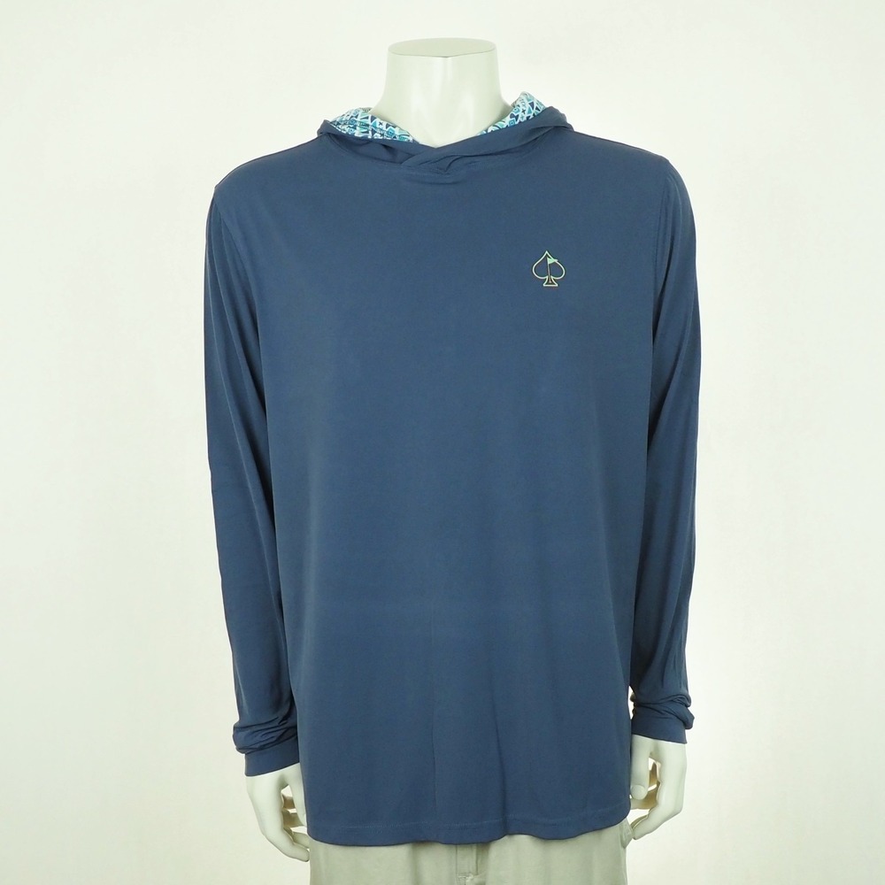 Pins & Aces Performance Golf Hoodie Mens XL Blue Nylon Stretch Blend Hooded